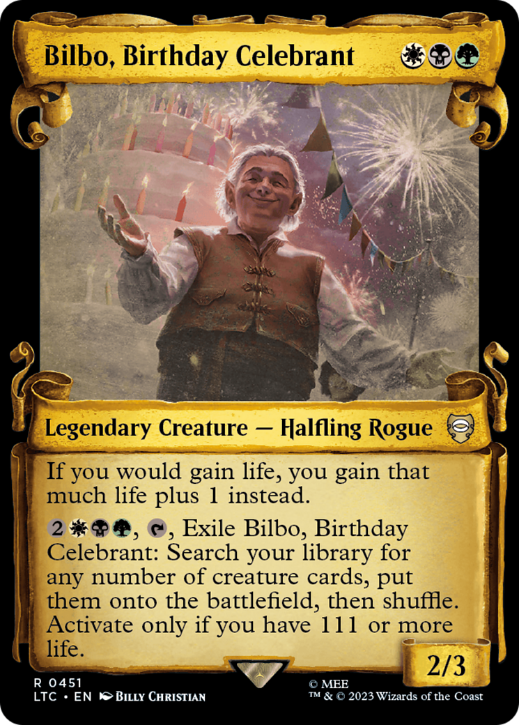 Bilbo, Birthday Celebrant [The Lord of the Rings: Tales of Middle-Earth Commander Showcase Scrolls] | Boutique FDB TCG