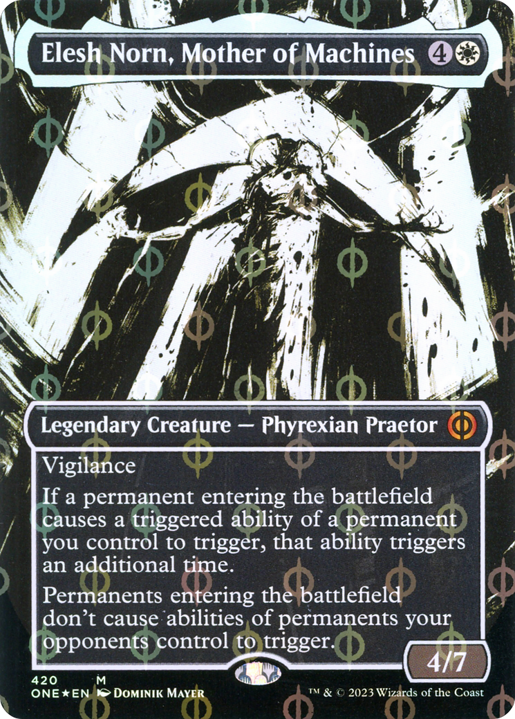 Elesh Norn, Mother of Machines (Borderless Ichor Step-and-Compleat Foil) [Phyrexia: All Will Be One] | Boutique FDB TCG