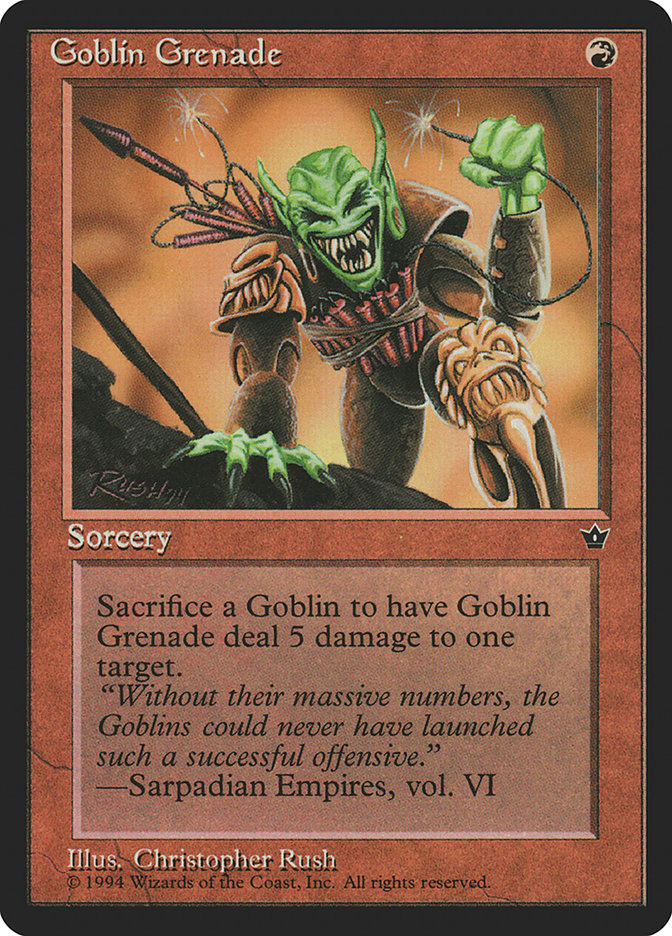 Goblin Grenade (Christopher Rush) [Fallen Empires] | Boutique FDB TCG