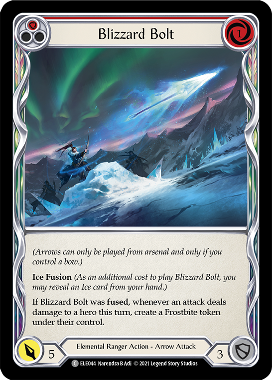 Blizzard Bolt (Red) [ELE044] (Tales of Aria)  1st Edition Rainbow Foil | Boutique FDB TCG