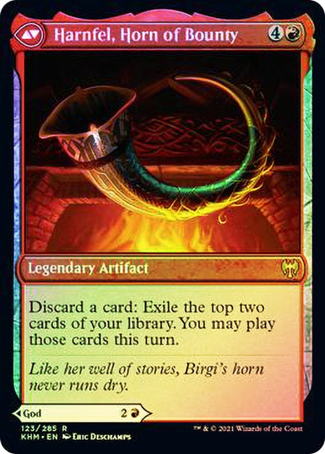 Birgi, God of Storytelling // Harnfel, Horn of Bounty [Kaldheim Prerelease Promos] | Boutique FDB TCG