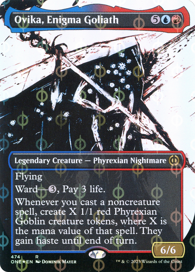 Ovika, Enigma Goliath (Borderless Ichor Step-and-Compleat Foil) [Phyrexia: All Will Be One] | Boutique FDB TCG