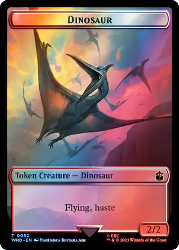 Warrior // Dinosaur Double-Sided Token (Surge Foil) [Doctor Who Tokens] | Boutique FDB TCG