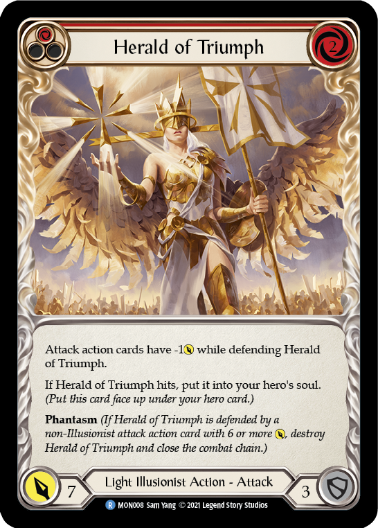 Herald of Triumph (Red) [MON008-RF] (Monarch)  1st Edition Rainbow Foil | Boutique FDB TCG