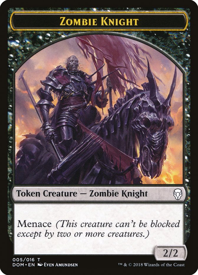 Zombie Knight Token [Dominaria Tokens] | Boutique FDB TCG