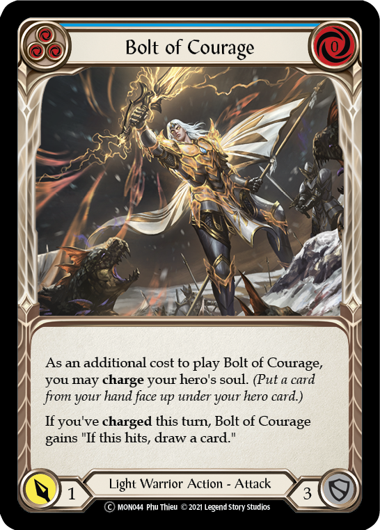 Bolt of Courage (Blue) [U-MON044-RF] (Monarch Unlimited)  Unlimited Rainbow Foil | Boutique FDB TCG