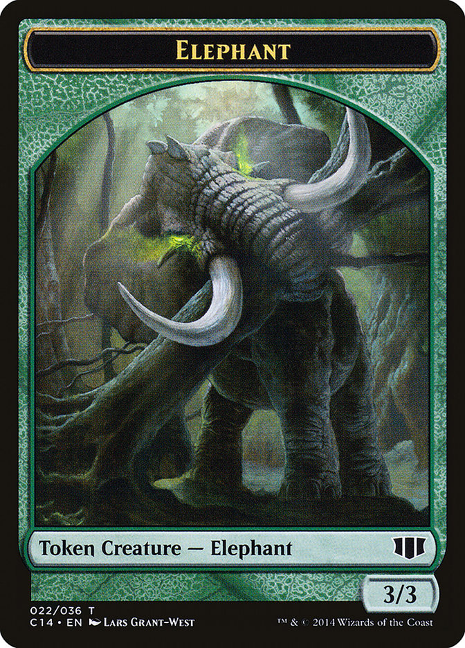 Elephant // Elf Warrior Double-Sided Token [Commander 2014 Tokens] | Boutique FDB TCG