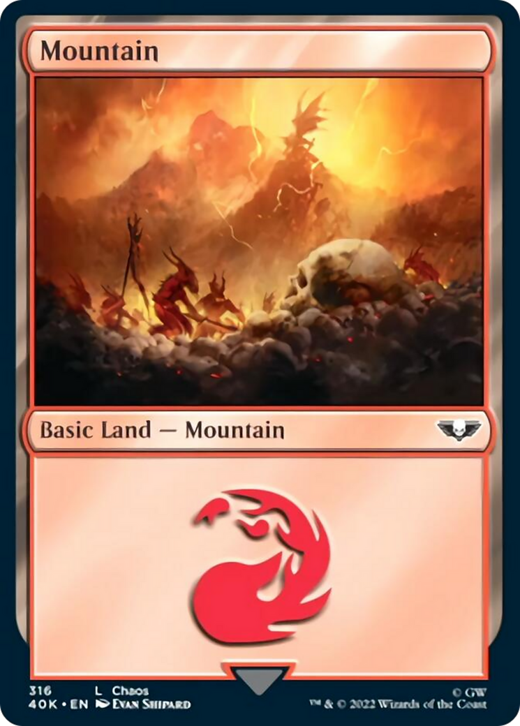 Mountain (316) (Surge Foil) [Warhammer 40,000] | Boutique FDB TCG