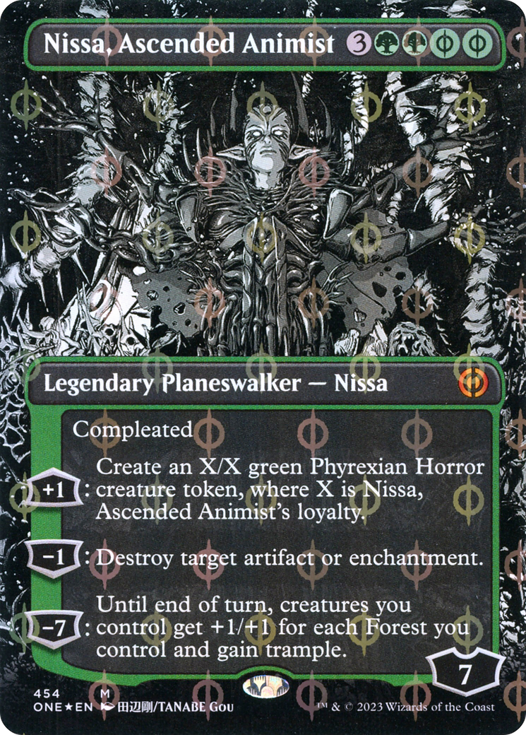 Nissa, Ascended Animist (Borderless Manga Step-and-Compleat Foil) [Phyrexia: All Will Be One] | Boutique FDB TCG