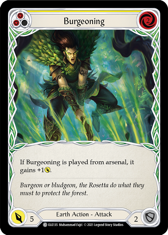 Burgeoning (Yellow) [ELE135] (Tales of Aria)  1st Edition Rainbow Foil | Boutique FDB TCG