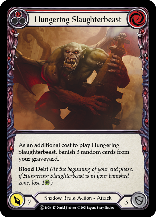 Hungering Slaughterbeast (Red) [U-MON147-RF] (Monarch Unlimited)  Unlimited Rainbow Foil | Boutique FDB TCG