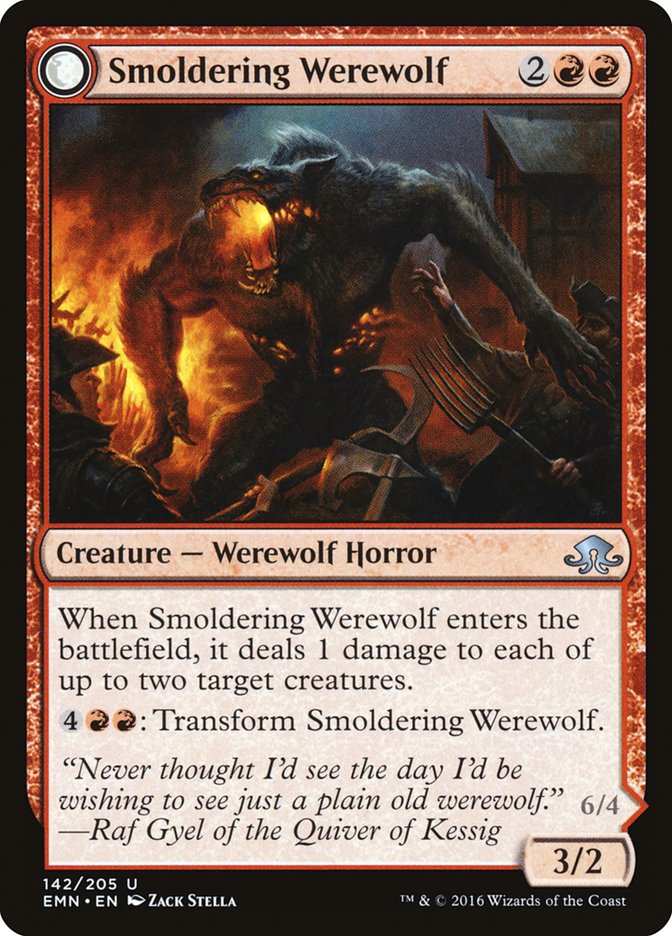 Smoldering Werewolf // Erupting Dreadwolf [Eldritch Moon] | Boutique FDB TCG