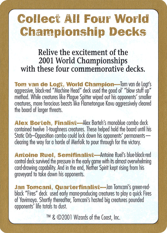 2001 World Championships Ad [World Championship Decks 2001] | Boutique FDB TCG