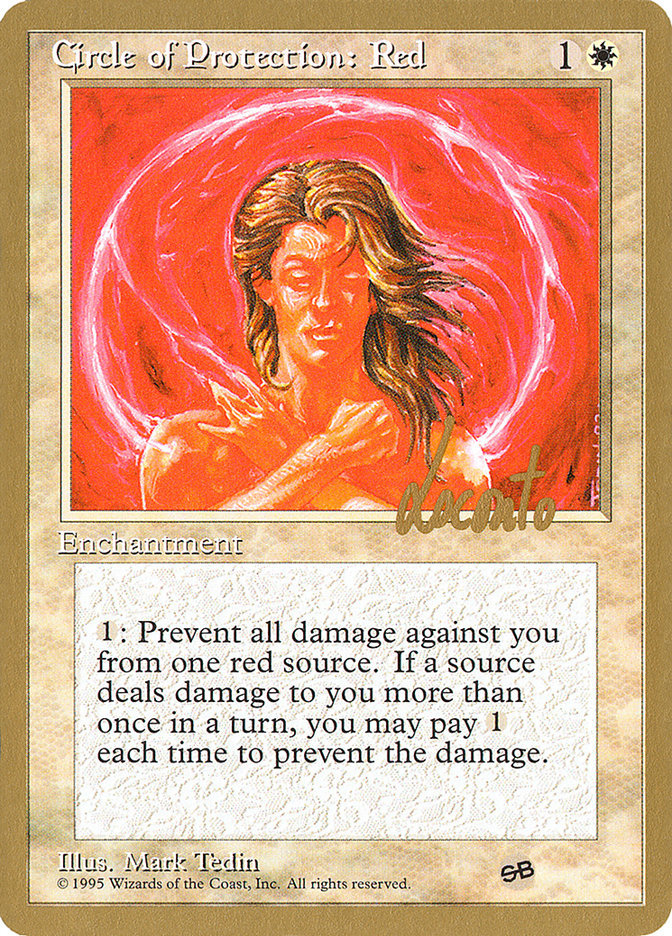 Circle of Protection: Red (Michael Loconto) (SB) (4ED) [Pro Tour Collector Set] | Boutique FDB TCG