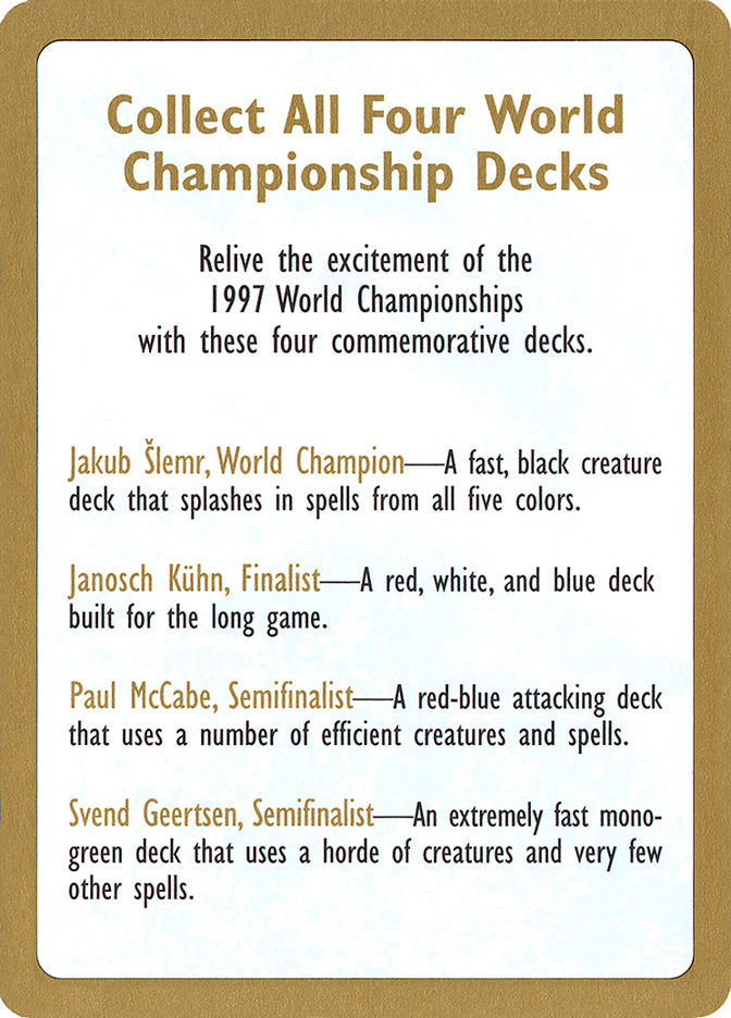 1997 World Championships Ad [World Championship Decks 1997] | Boutique FDB TCG