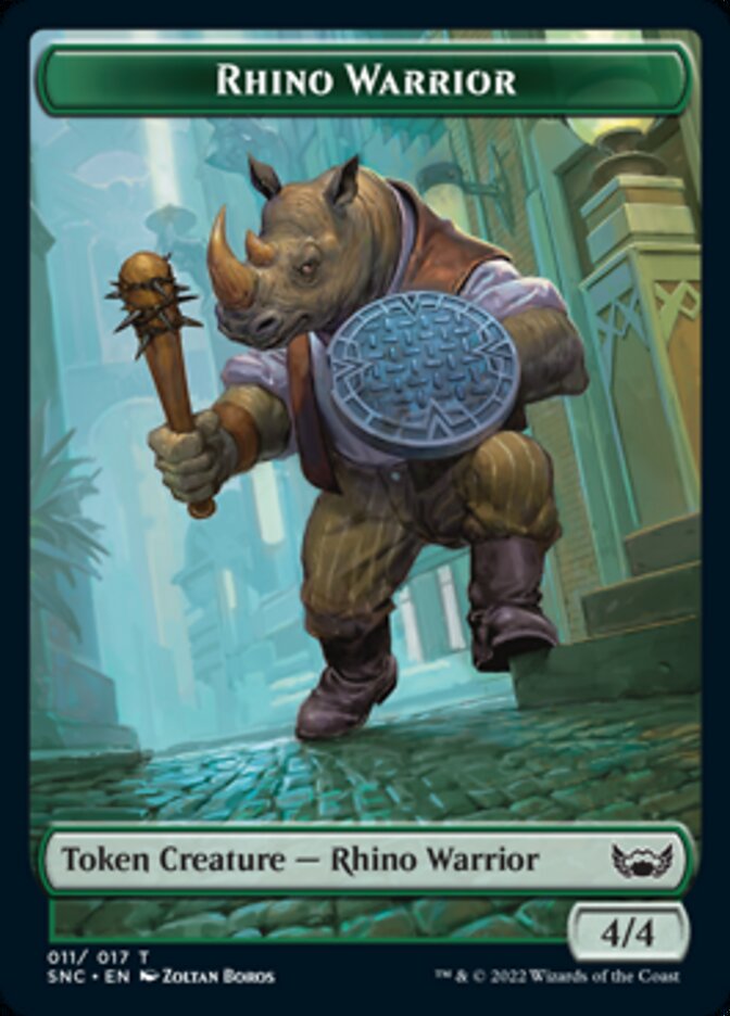 Fish // Rhino Warrior Double-Sided Token [Streets of New Capenna Tokens] | Boutique FDB TCG