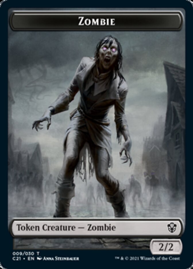 Zombie // Horror Double-Sided Token [Commander 2021 Tokens] | Boutique FDB TCG