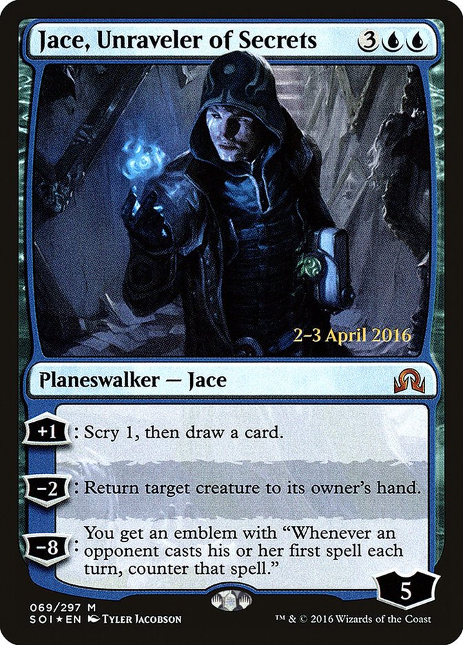 Jace, Unraveler of Secrets [Shadows over Innistrad Prerelease Promos] | Boutique FDB TCG