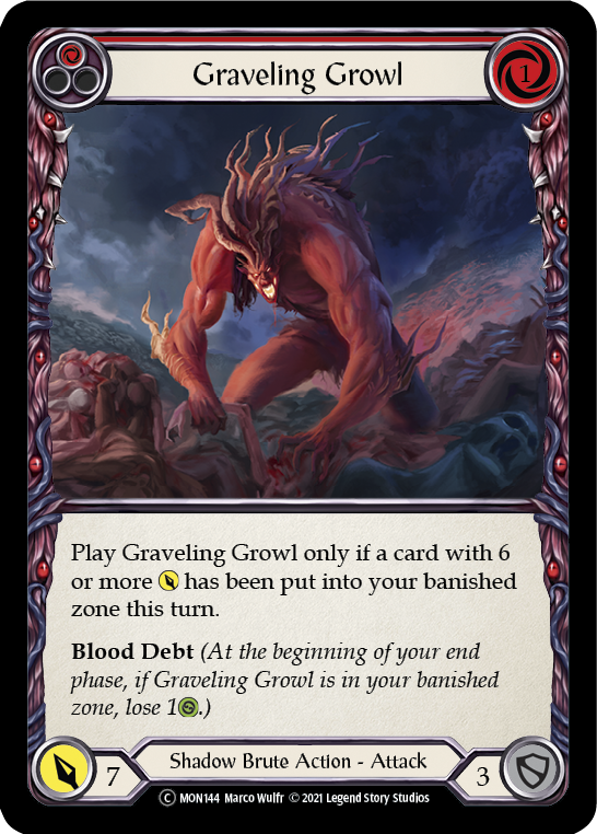 Graveling Growl (Red) [U-MON144-RF] (Monarch Unlimited)  Unlimited Rainbow Foil | Boutique FDB TCG