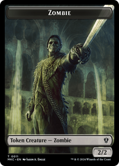 Copy // Zombie Double-Sided Token [Murders at Karlov Manor Commander Tokens] | Boutique FDB TCG
