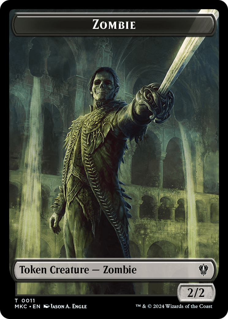 Salamander Warrior // Zombie Double-Sided Token [Murders at Karlov Manor Commander Tokens] | Boutique FDB TCG