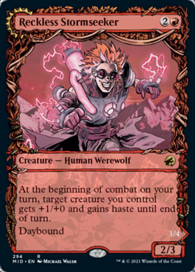 Reckless Stormseeker // Storm-Charged Slasher (Showcase Equinox) [Innistrad: Midnight Hunt] | Boutique FDB TCG