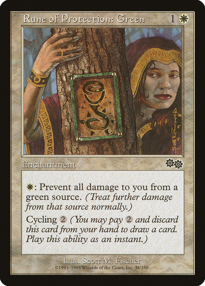 Rune of Protection: Green [Urza's Saga] | Boutique FDB TCG