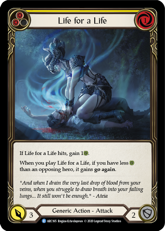 Life for a Life (Yellow) [U-ARC165] (Arcane Rising Unlimited)  Unlimited Rainbow Foil | Boutique FDB TCG