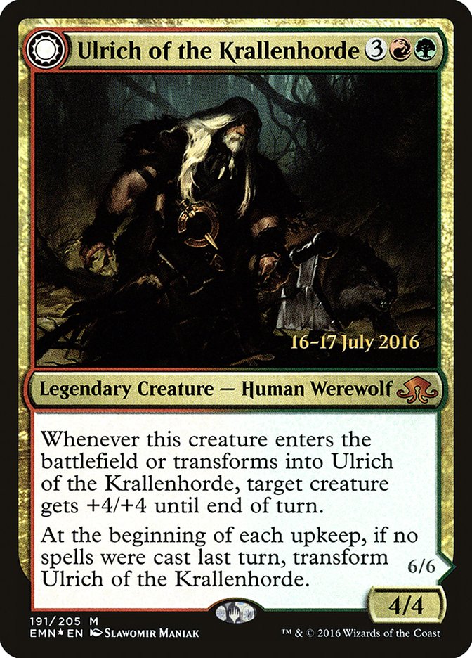 Ulrich of the Krallenhorde // Ulrich, Uncontested Alpha [Eldritch Moon Prerelease Promos] | Boutique FDB TCG