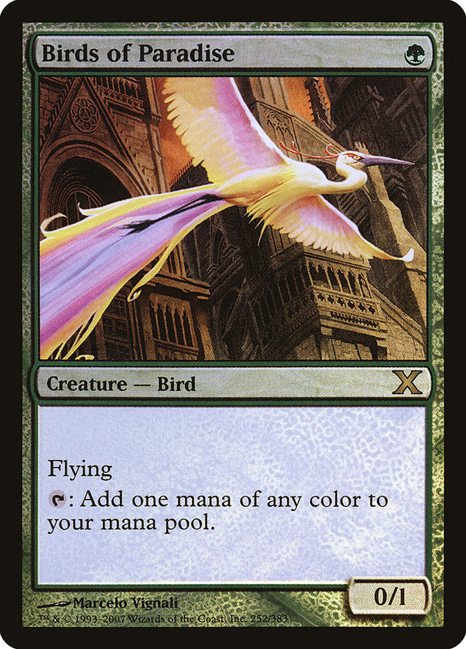 Birds of Paradise (Premium Foil) [Tenth Edition] | Boutique FDB TCG