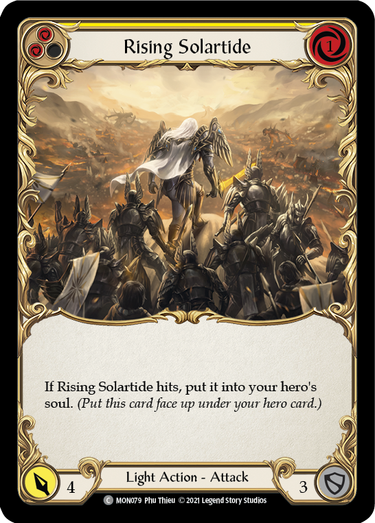 Rising Solartide (Yellow) [MON079-RF] (Monarch)  1st Edition Rainbow Foil | Boutique FDB TCG