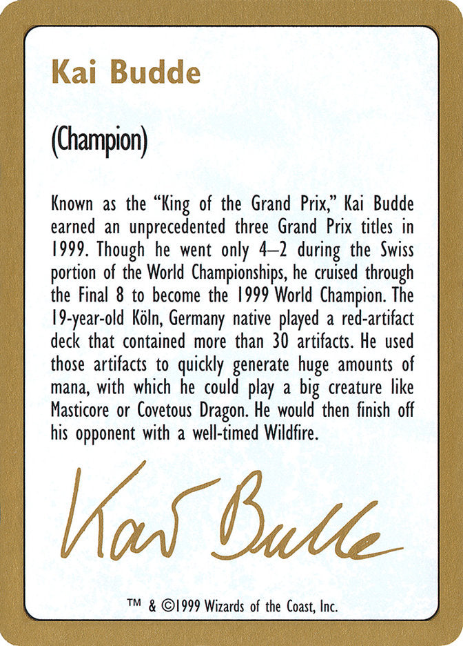 Kai Budde Bio [World Championship Decks 1999] | Boutique FDB TCG