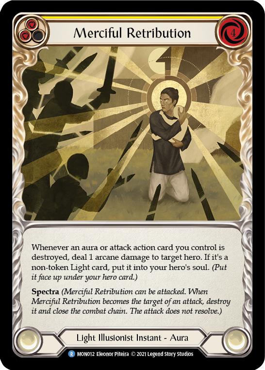 Merciful Retribution [MON012-RF] (Monarch)  1st Edition Rainbow Foil | Boutique FDB TCG