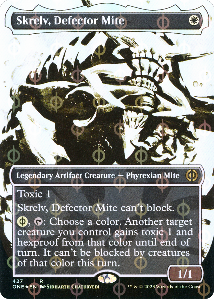 Skrelv, Defector Mite (Borderless Ichor Step-and-Compleat Foil) [Phyrexia: All Will Be One] | Boutique FDB TCG