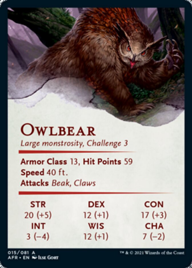 Owlbear Art Card [Dungeons & Dragons: Adventures in the Forgotten Realms Art Series] | Boutique FDB TCG