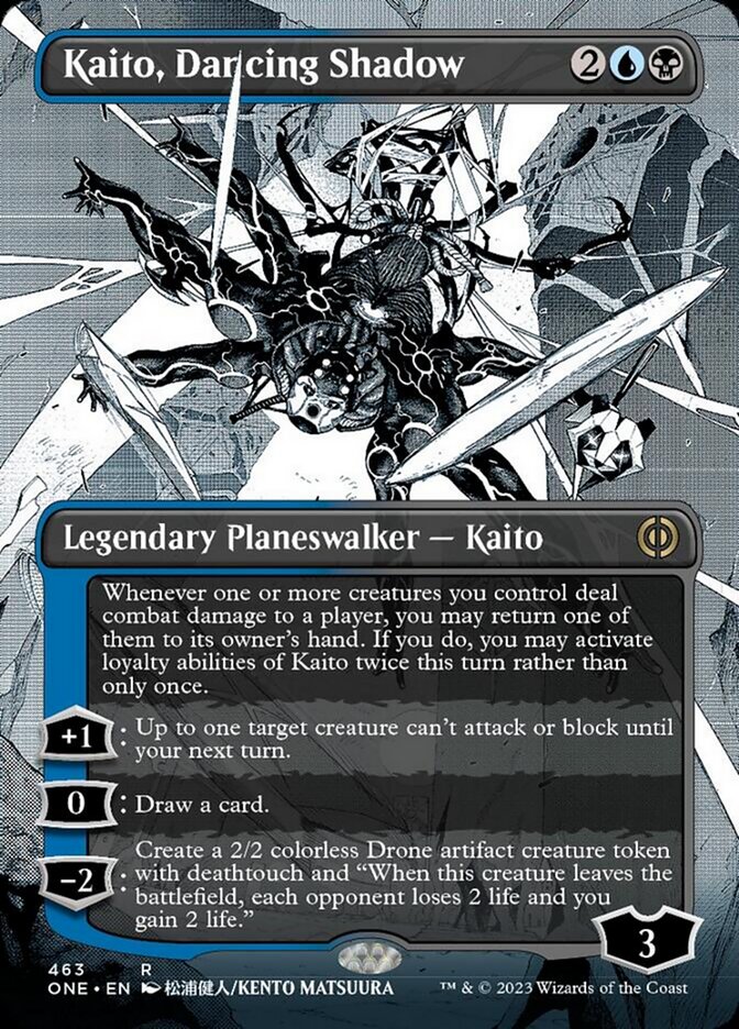 Kaito, Dancing Shadow (Borderless Manga Step-and-Compleat Foil) [Phyrexia: All Will Be One] | Boutique FDB TCG