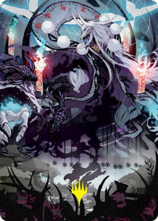 Echo of Death's Wail Art Card (Gold-Stamped Signature) [Kamigawa: Neon Dynasty Art Series] | Boutique FDB TCG