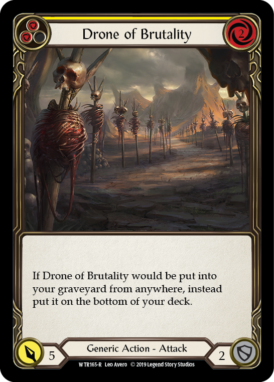 Drone of Brutality (Yellow) [WTR165-R] (Welcome to Rathe)  Alpha Print Rainbow Foil | Boutique FDB TCG