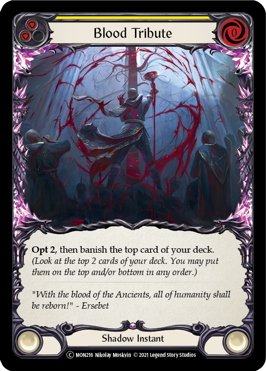 Blood Tribute (Yellow) [U-MON216] (Monarch Unlimited)  Unlimited Normal | Boutique FDB TCG