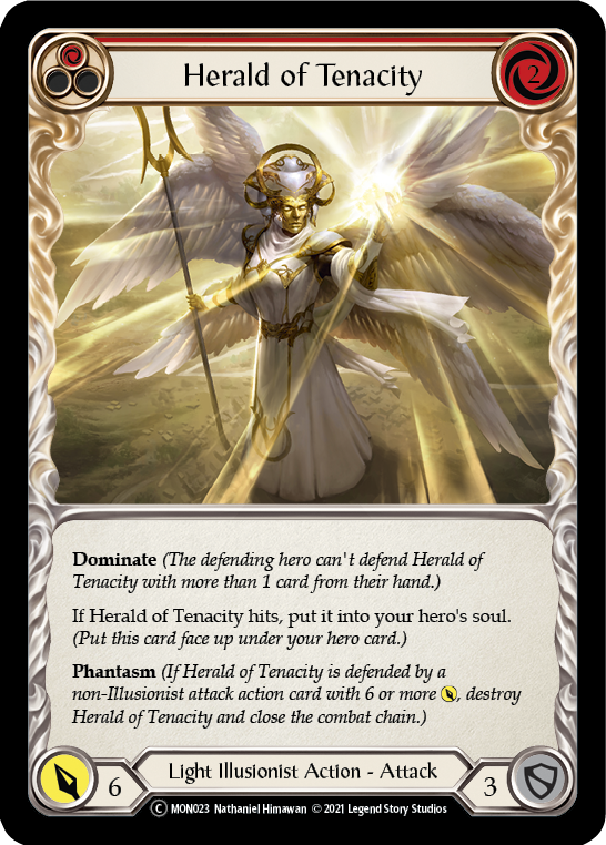 Herald of Tenacity (Red) [U-MON023-RF] (Monarch Unlimited)  Unlimited Rainbow Foil | Boutique FDB TCG