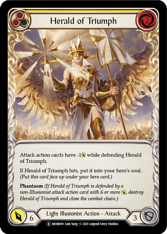 Herald of Triumph (Yellow) [U-MON009-RF] (Monarch Unlimited)  Unlimited Rainbow Foil | Boutique FDB TCG