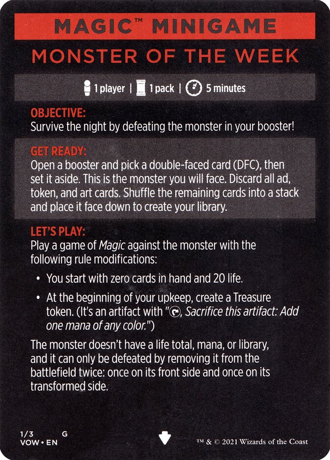 Monster of The Week (Magic Minigame) [Innistrad: Crimson Vow Minigame] | Boutique FDB TCG