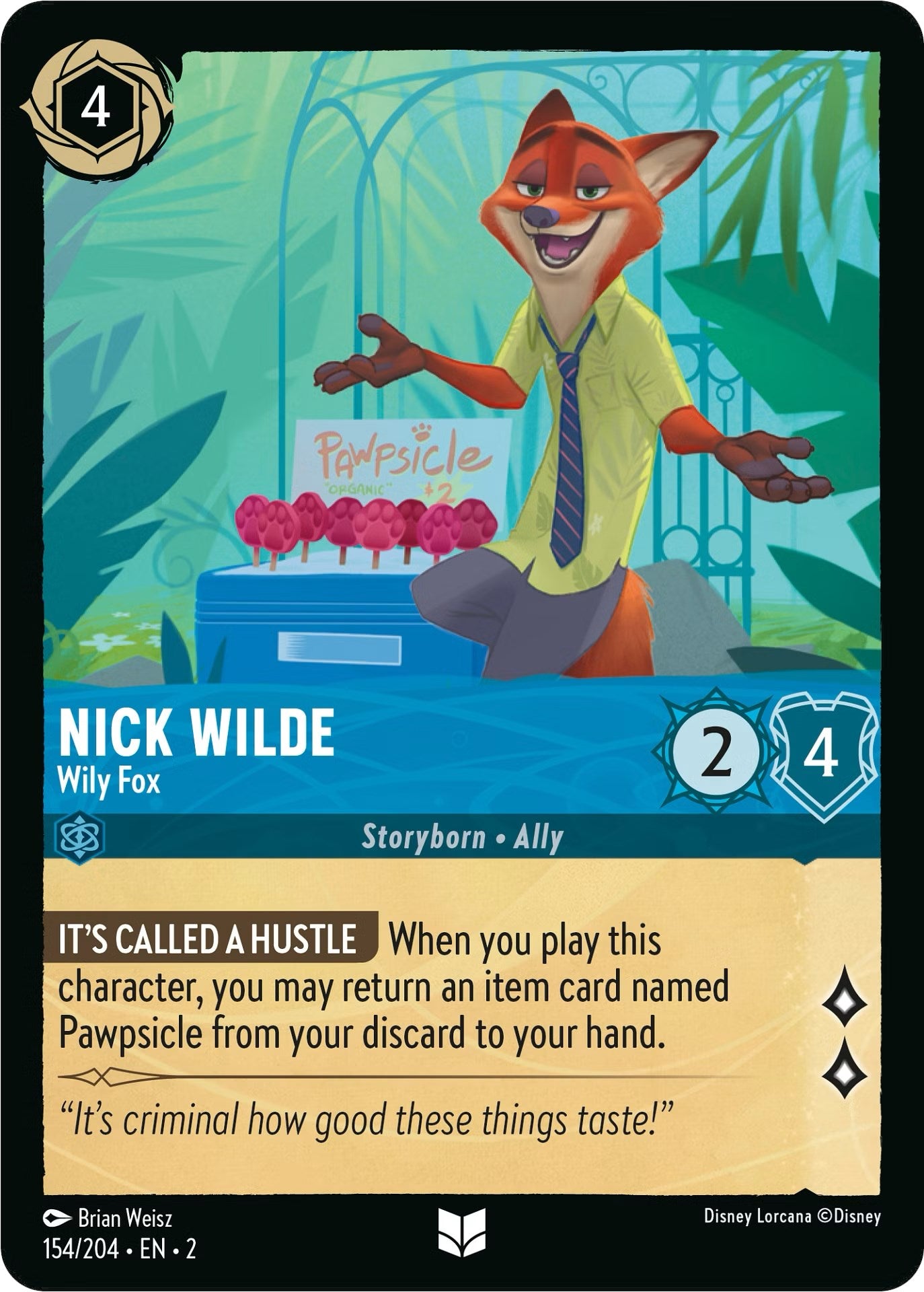 Nick Wilde - Wily Fox (154/204) [Rise of the Floodborn] | Boutique FDB TCG