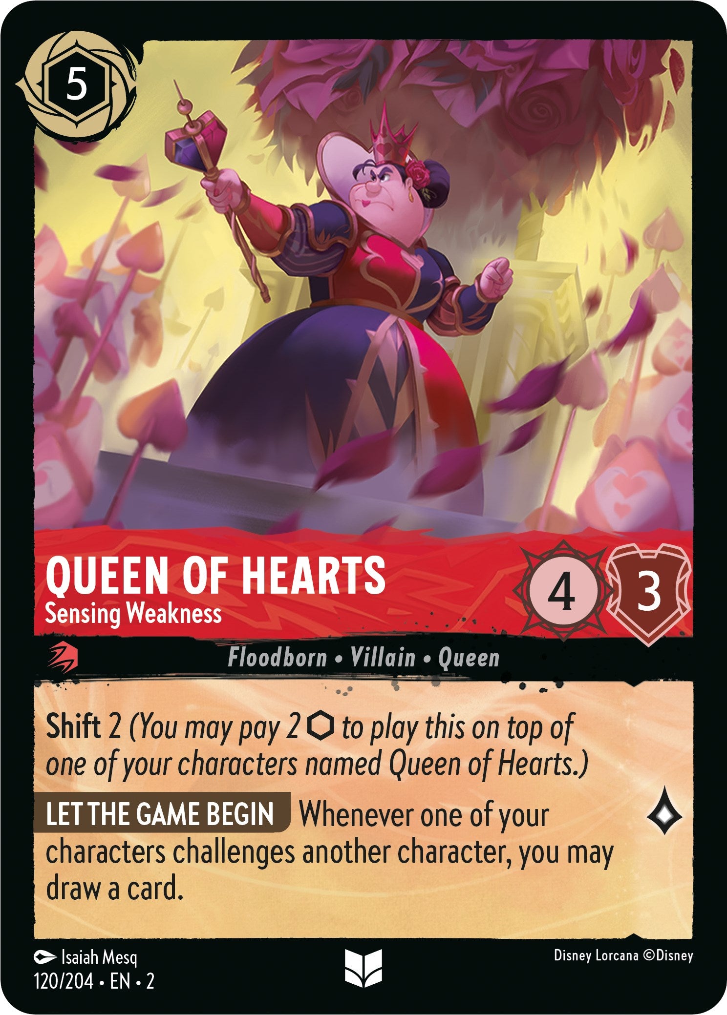 Queen of Hearts - Sensing Weakness (120/204) [Rise of the Floodborn] | Boutique FDB TCG