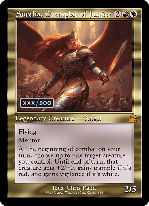 Aurelia, Exemplar of Justice (Retro) (Serialized) [Ravnica Remastered] | Boutique FDB TCG