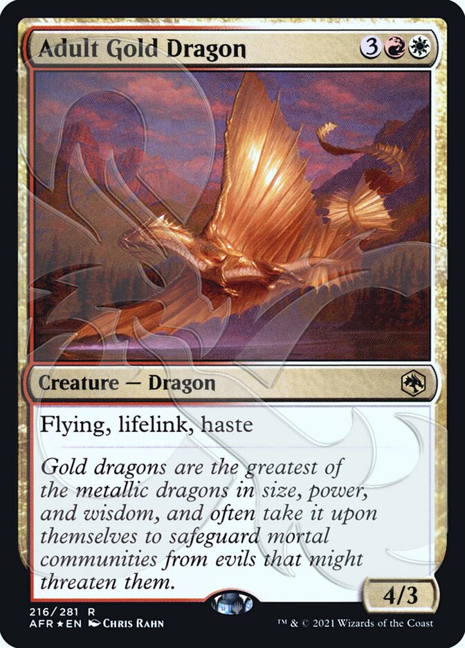 Adult Gold Dragon (Ampersand Promo) [Dungeons & Dragons: Adventures in the Forgotten Realms Promos] | Boutique FDB TCG