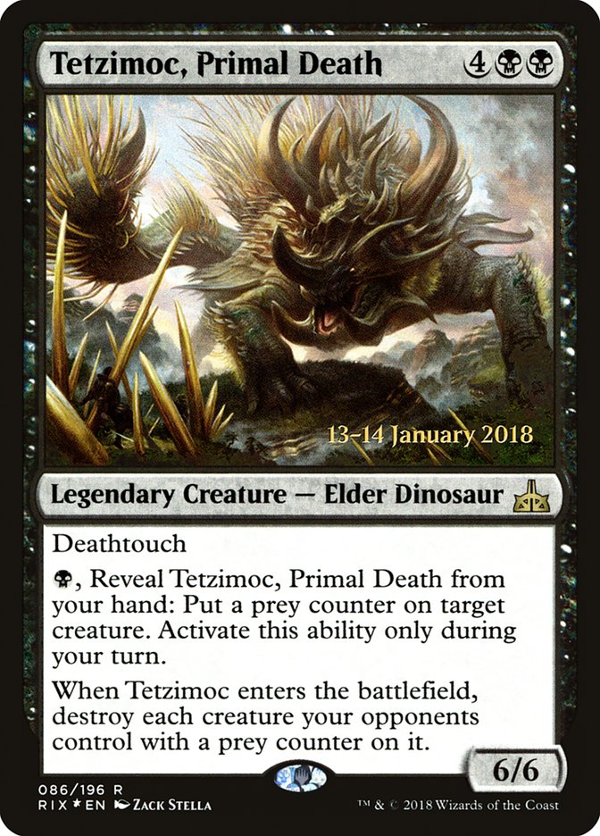 Tetzimoc, Primal Death [Rivals of Ixalan Prerelease Promos] | Boutique FDB TCG