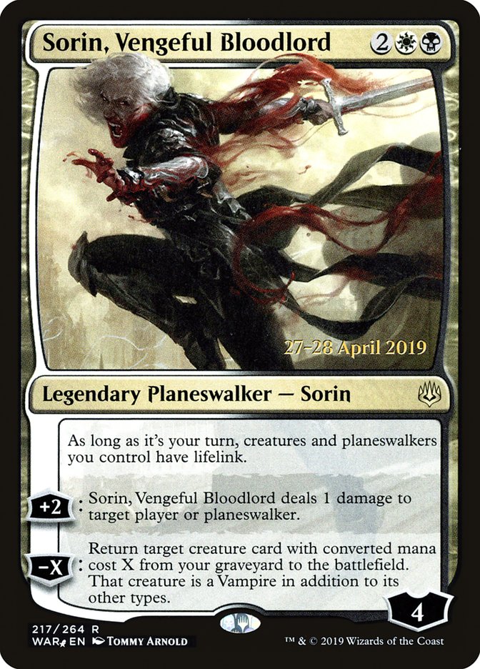 Sorin, Vengeful Bloodlord [War of the Spark Prerelease Promos] | Boutique FDB TCG