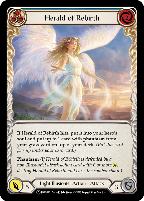 Herald of Rebirth (Blue) [U-MON022-RF] (Monarch Unlimited)  Unlimited Rainbow Foil | Boutique FDB TCG