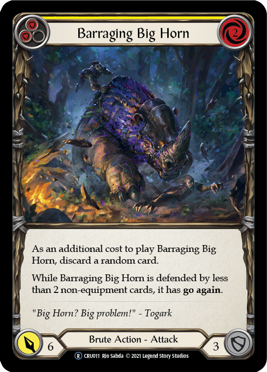 Barraging Big Horn (Yellow) [U-CRU011] (Crucible of War Unlimited)  Unlimited Rainbow Foil | Boutique FDB TCG